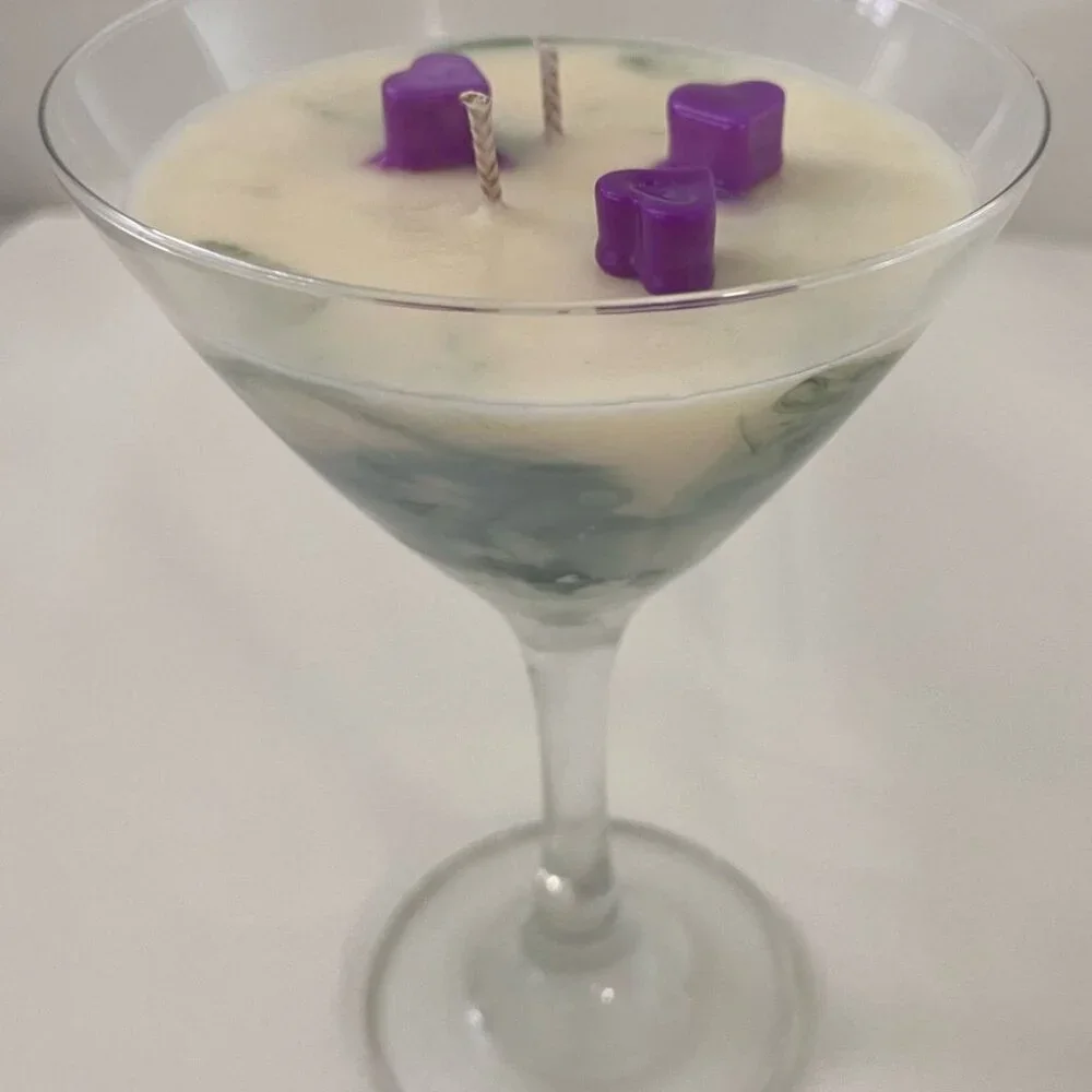decorative candle in cocktail shape